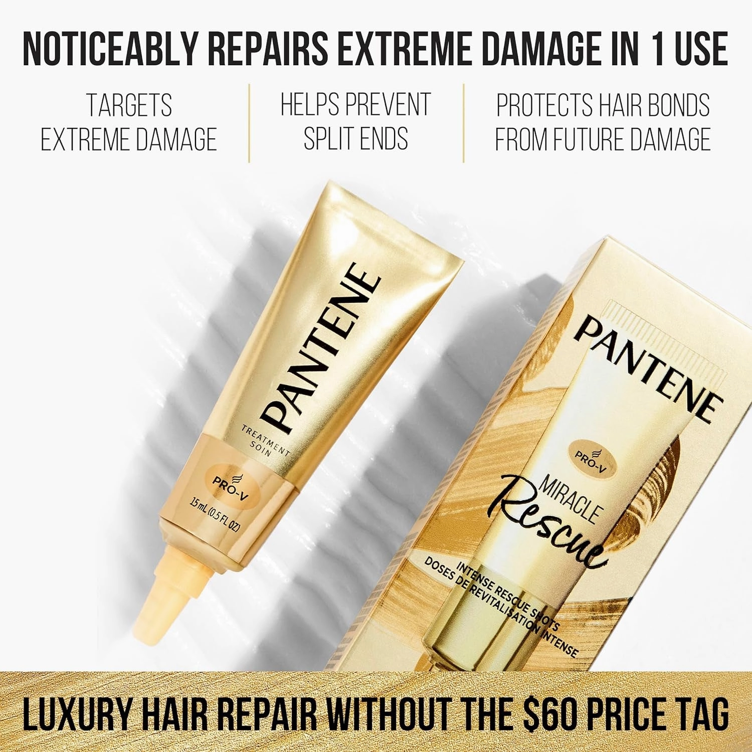 Shampoo & Conditioner Set, Daily Moisture Renewal with Pro-V Nutrients for Dry, Color-Treated Hair, Long-Lasting Hydration & Nourishment, 27.7 Fl Oz Each, 2-Pack   Miracle Rescue Shot (0.5 Oz)