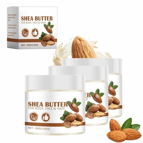 Shea Butter for Body Face & Hair, Shea Butter Raw Organic Body Lotion, Hydrating Face Cream for Dry Skin, Hair Moisturizer, Multi Functional Nourishing Care Oil for Women Men, 3.53 Oz (3pcs, 3.53 Oz)