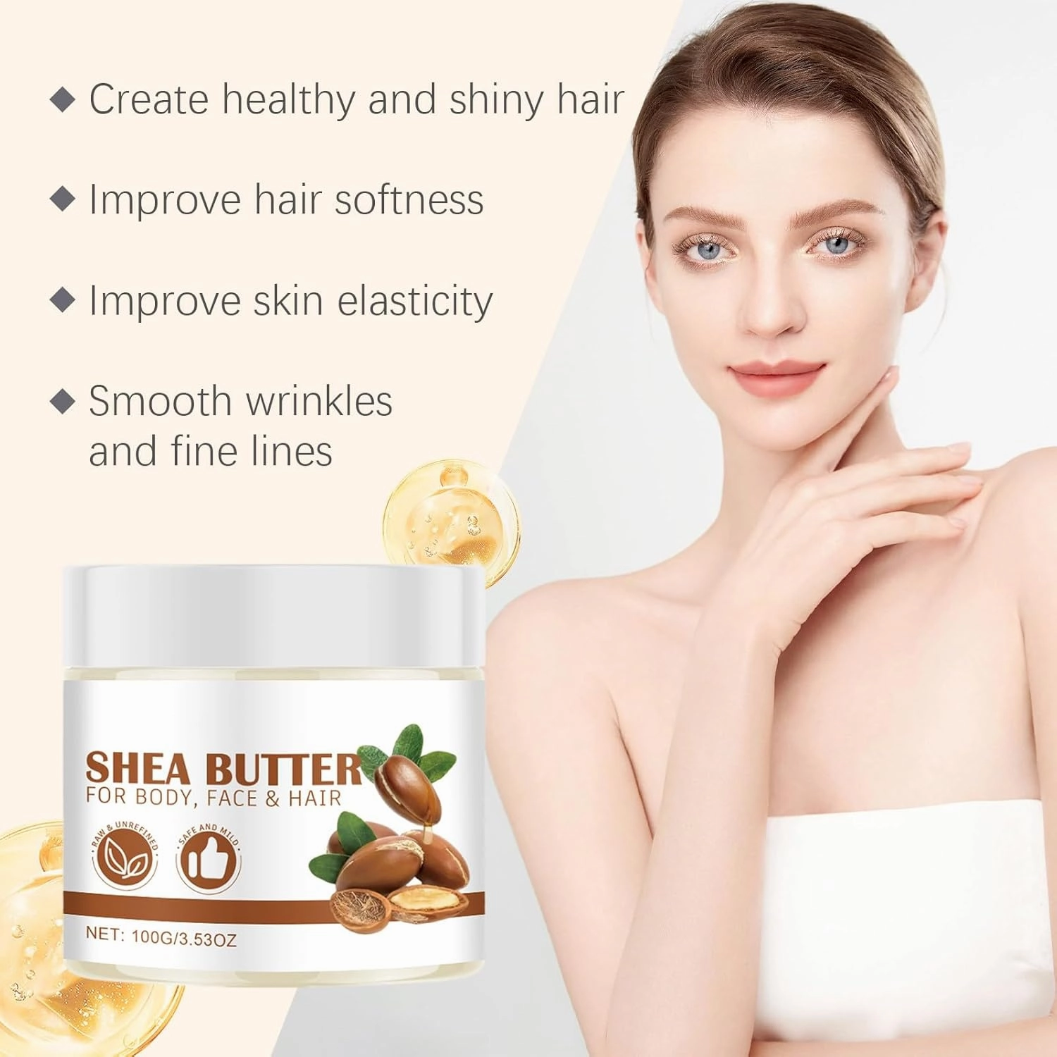 Shea Butter for Body Face & Hair, Shea Butter Raw Organic Body Lotion, Hydrating Face Cream for Dry Skin, Hair Moisturizer, Multi Functional Nourishing Care Oil for Women Men, 3.53 Oz (3pcs, 3.53 Oz)
