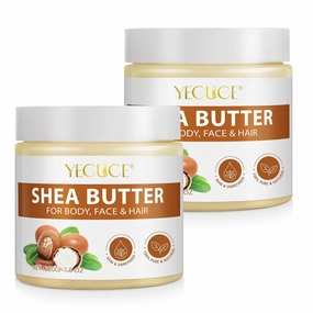 Shea Butter Raw Organic, Shea Butter for Skin and Hair, Unrefined Body Butter for Dry, Cracked Skin, Long Lasting Hydration, Natural Moisturizer 2 Pack