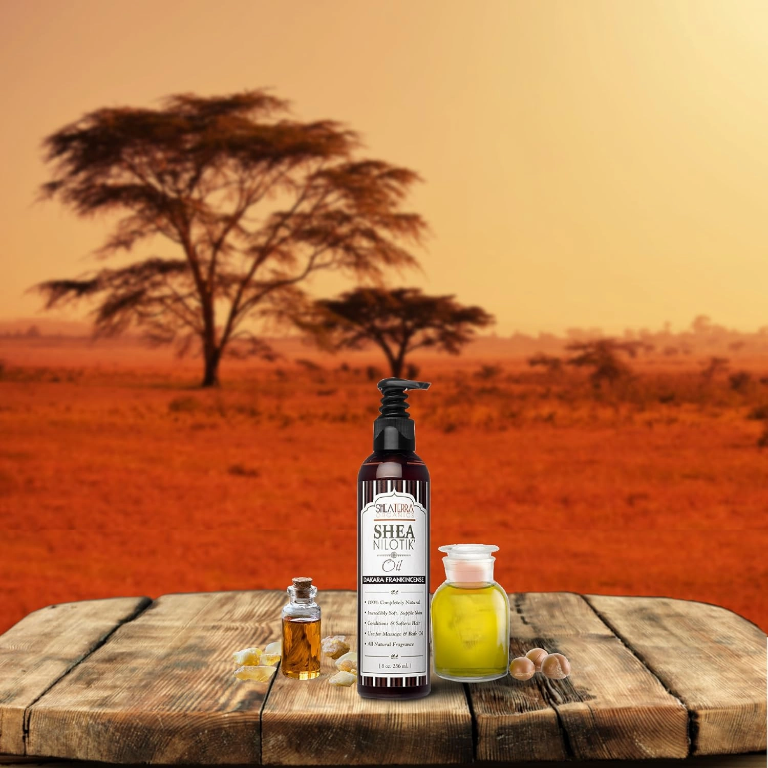 Shea Terra Organics Shea Nilotik’ Oil Scented With Dakara Frankincense |Natural Daily Skin Moisturizer & Conditioner - 8 oz