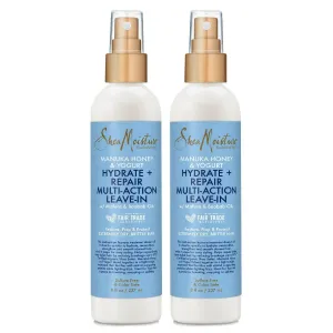SheaMoisture Leave-In Conditioner Spray 2-Pack – Manuka Honey & Yogurt Hydrate   Repair Multi-Action Hair Repair Treatment for Dry, Frizzy Hair, Premium Gift Set, 8 Oz Ea