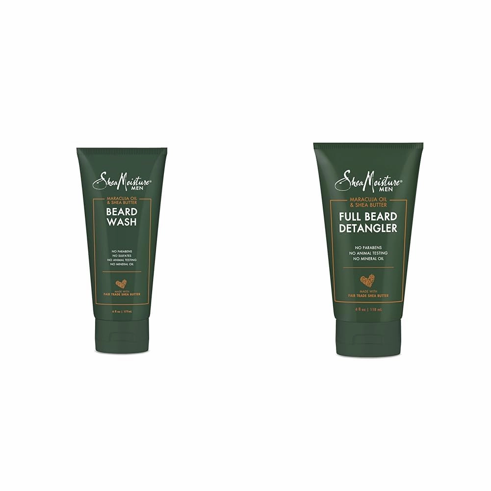 SheaMoisture Beard Wash for a Full Beard Maracuja Oil & Shea Butter to Deep Clean and Refresh Beards 6 oz & Full Beard Detangler for Full Beards Maracuja Oil and Shea Butter