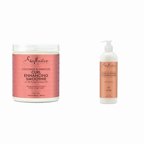 SheaMoisture Curl Enhancing Smoothie Hair Cream for Thick & Coconut and Hibiscus Conditioner for Dry Curly Hair Coconut and Hibiscus