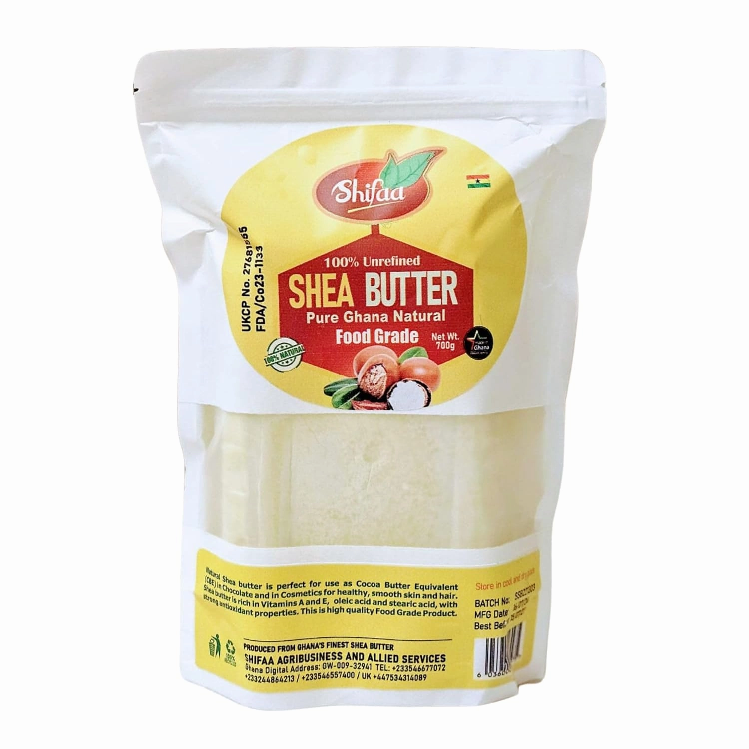Shifaa Shea Butter - 100% Pure and Unrefined from Ghana I Food Grade A for Chocolate Coatings I Raw, Natural Moisturizer & Organic for Skin, Hair & Body - 24oz