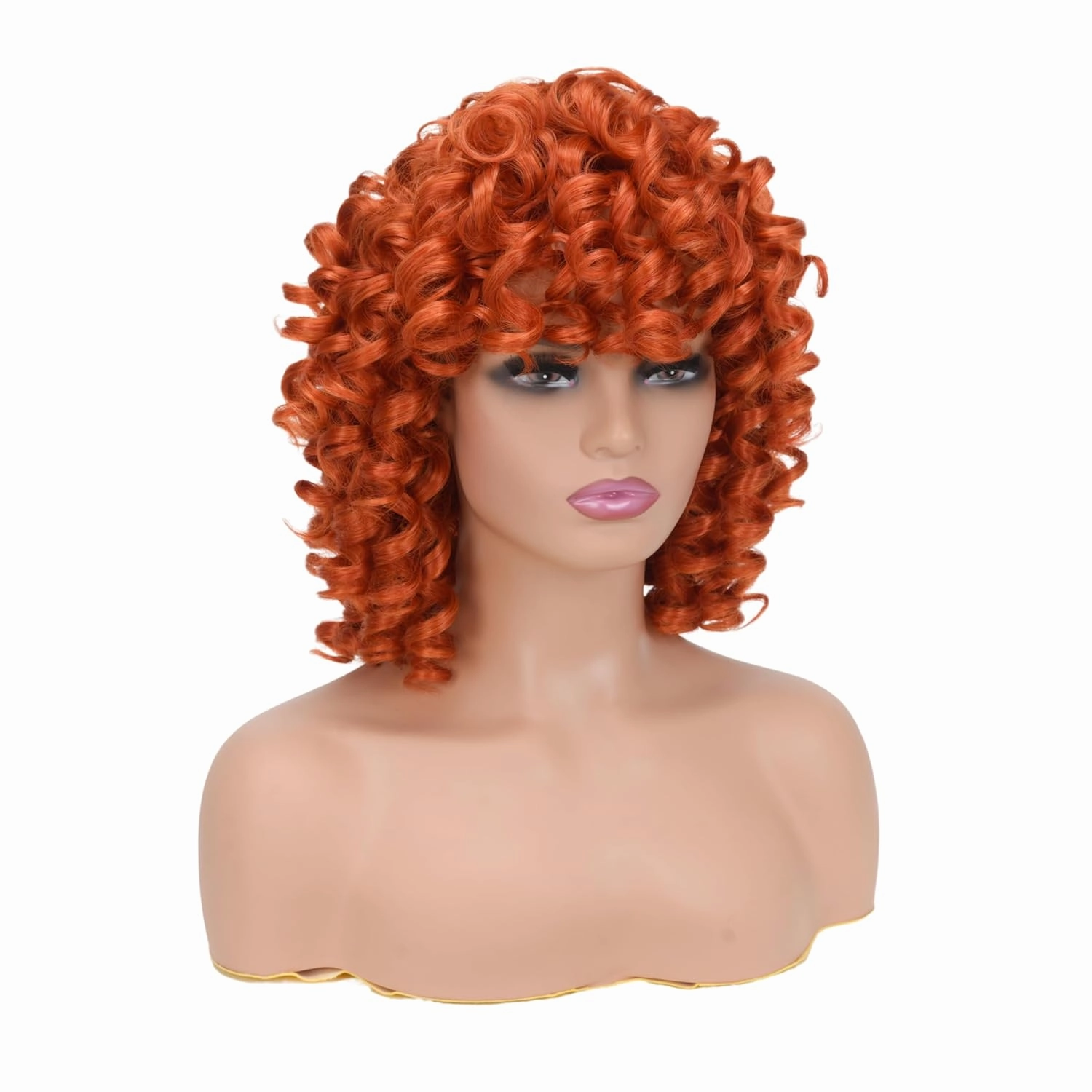 Short Loose Curly Orange Wigs for Black Women,Curl Afro Wigs for Black Women Synthetic Hair Wig Natural for Women Soft Ginger Hair