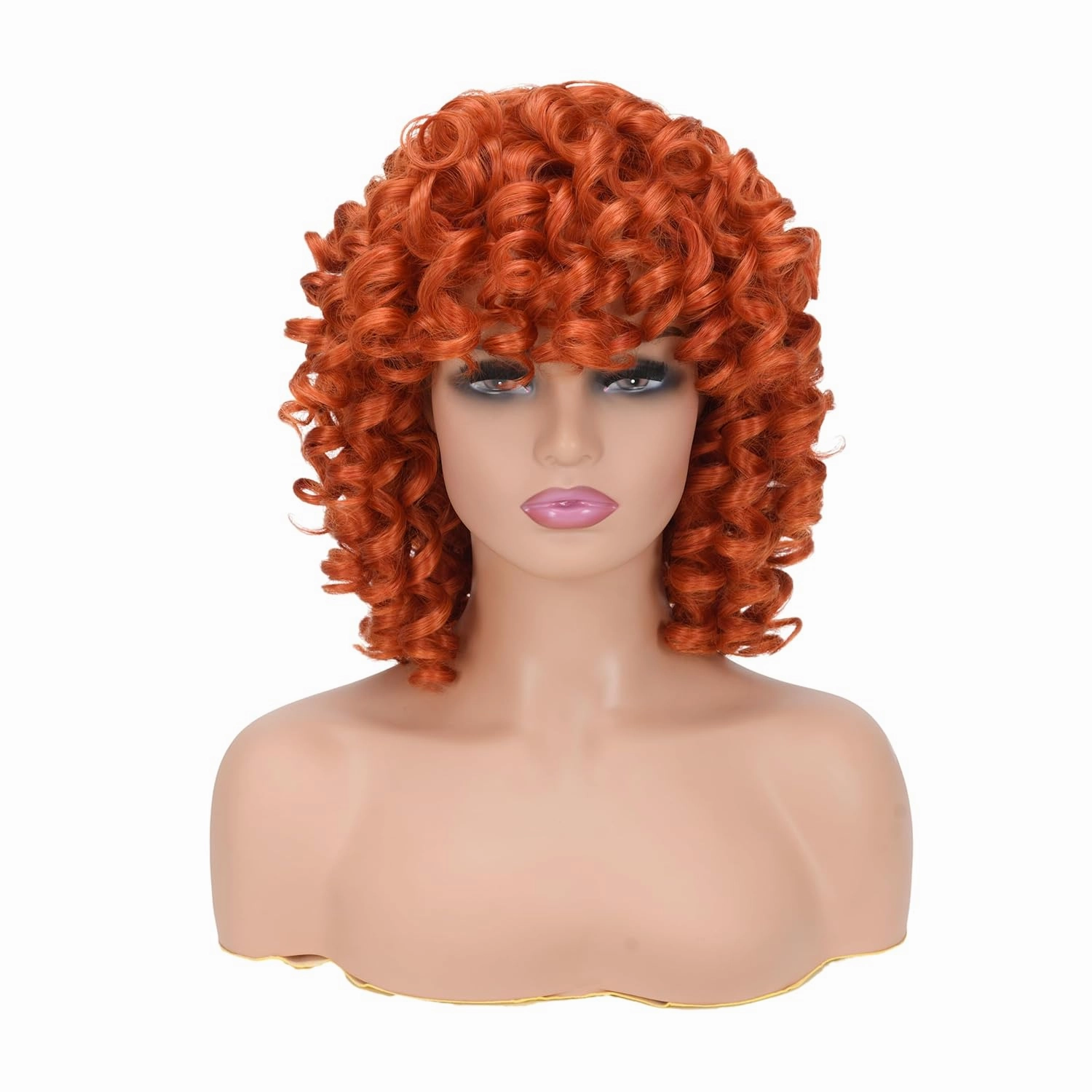 Short Loose Curly Orange Wigs for Black Women,Curl Afro Wigs for Black Women Synthetic Hair Wig Natural for Women Soft Ginger Hair