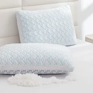 Shredded Memory Foam Cooling Soft Bamboo Viscose Pillows Queen Size Set of 2, Adjustable Hypoallergenic Hotel Quality Bed Pillows for Stomach, Back and Side Sleeper, Oeko-TEX Certified