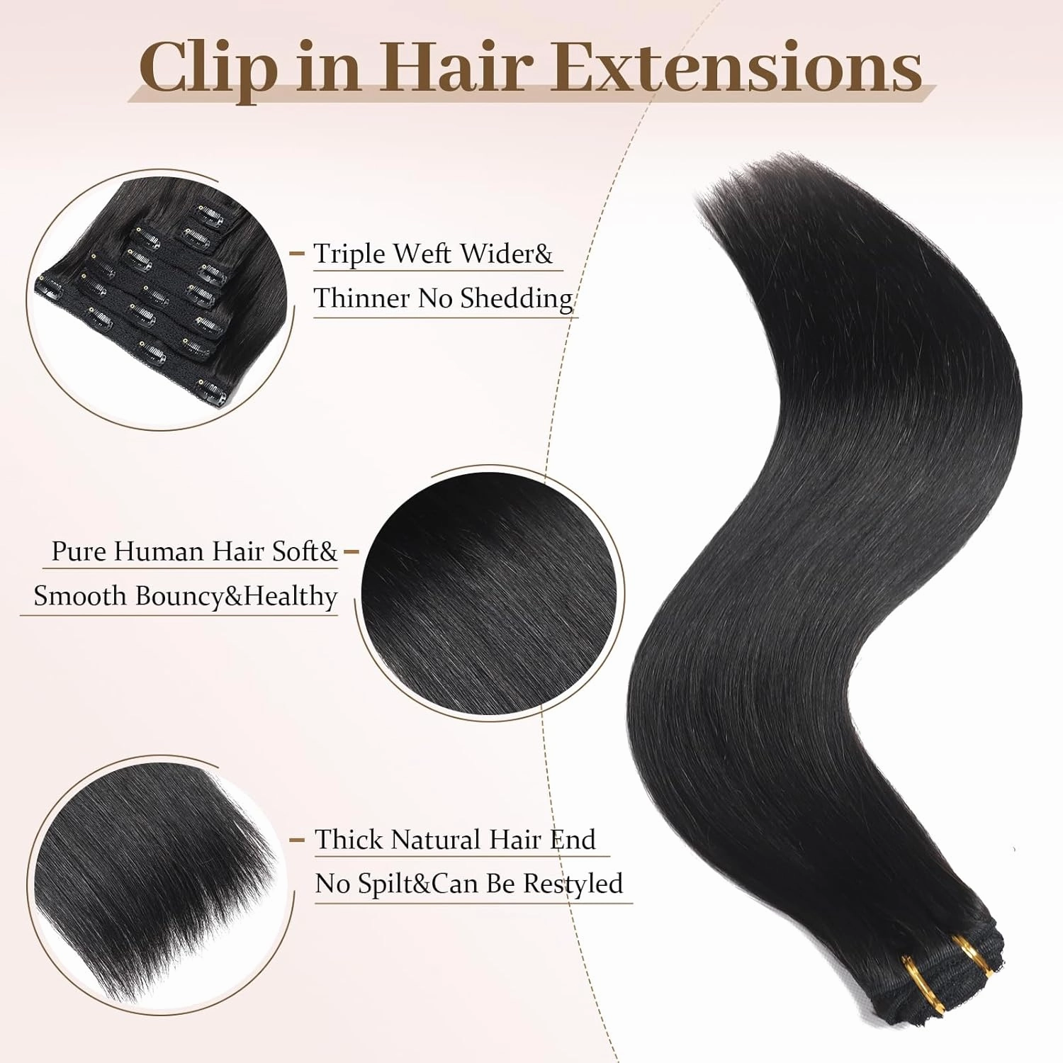 Sisily Clip in Hair Extensions Real Human Hair,14 inch 70g, Natural Straight Human Hair Clip in Extensions for Black Woman, Soft Straight 7pcs Per Set with 16 Clips Double Weft