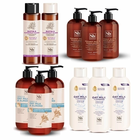 Soapbox Moisturizing Hand Soap, Biotin Shampoo and Conditioner, Oat Milk Lavender Body Wash, Almond Lotion - Ultimate Combo Pack