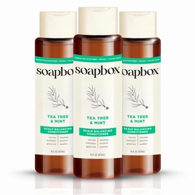 Soapbox Tea Tree Conditioner, Sulfate Free, Paraben Free, Silicone Free, Color Safe, and Vegan Hair Conditioner, 16oz Bottles (Pack of 3)