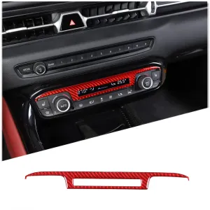 Soft Carbon Fiber Air Conditioner Switch Panel Trim Frame Fit for Toyota Supra GR A90 A91 MK5 2019-2024, Center Console AC Panel Decoration Frame Trim, 1 PCS (Red)