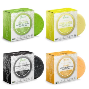 Solid Rice Protein Water Shampoo Bar With Conditioner Effect Hair Soap – Shampoo Bars For Hair With All Natural Plant Based Essential Oils And Zero Waste Packaging | Detox Bundle Bundle 4 Pack