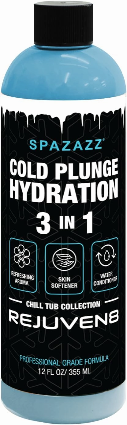 Spazazz Rejuven8 Cold Plunge Hydration – 3-in-1 Aromatherapy, Skin Softener and Water Conditioner –Oil Free and Residue Free Formula Safe for All Cold Plunge & Ice Bath Equipment – 12 fl oz