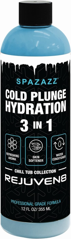 Spazazz Rejuven8 Cold Plunge Hydration – 3-in-1 Aromatherapy, Skin Softener and Water Conditioner –Oil Free and Residue Free Formula Safe for All Cold Plunge & Ice Bath Equipment – 12 fl oz