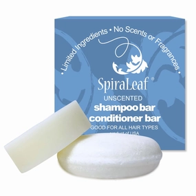 Spiraleaf Shampoo bar and Conditioner Bar Set, Unscented bars made with Limited Ingredients, Concentrated Formula, Natural Oils, Color-Free, Made in the USA