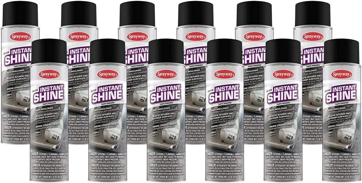 Sprayway SW936-12PK Aerosol Instant Shine Vinyl Cleaner and Protectant, 11 oz, Pack of 12 , WHITE