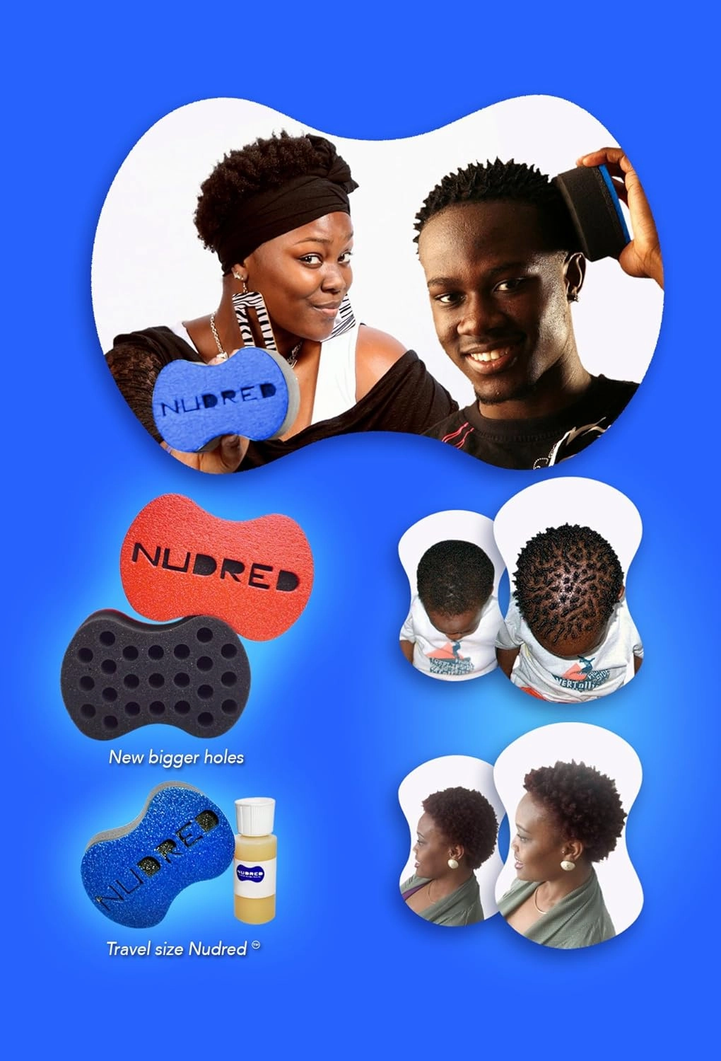 Starter Pack, Red Twist Hair Sponge Brush, Moisturize & Rejuvenate Curls, Coils, Twists & Locs, Hair Care Products for Black Men & Women, Large Holes, 8 Oz Bottles