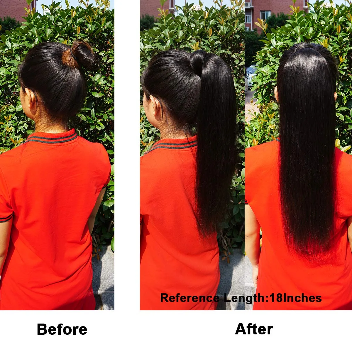 Straight Human Hair Ponytail Drawstring 100% Remy Ponytails Extension for Women Brazilian Straight Hair Natural Color, 10A Remy Clip In Ponytail Hairpiece(16 Inch, Straight, Wrap Drawstring)