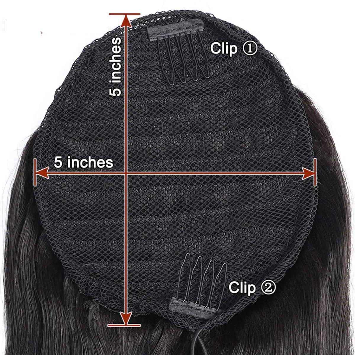 Straight Human Hair Ponytail Drawstring 100% Remy Ponytails Extension for Women Brazilian Straight Hair Natural Color, 10A Remy Clip In Ponytail Hairpiece(16 Inch, Straight, Wrap Drawstring)