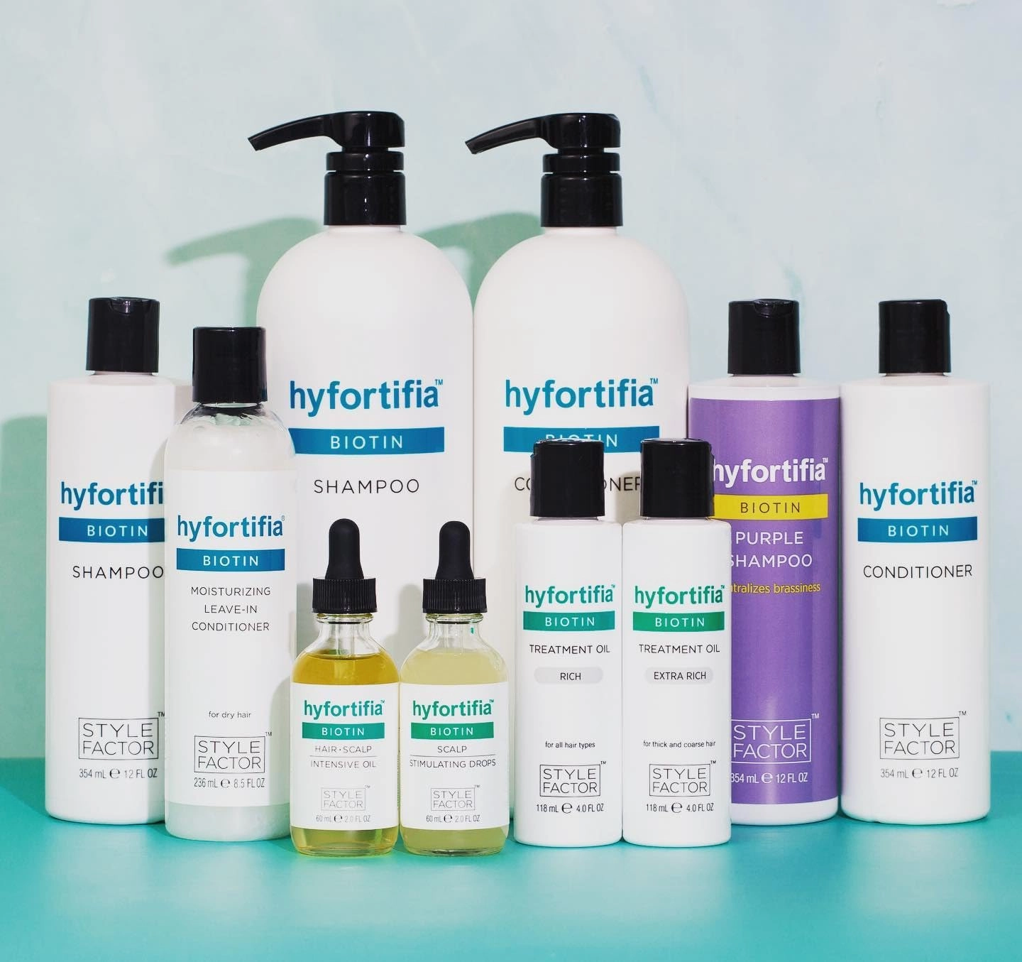 Style Factor hyfortifia™ Biotin Shampoo Conditioner Treatment | Shine Strengthen and Nourish | Made in USA (Shampoo 12 Oz)