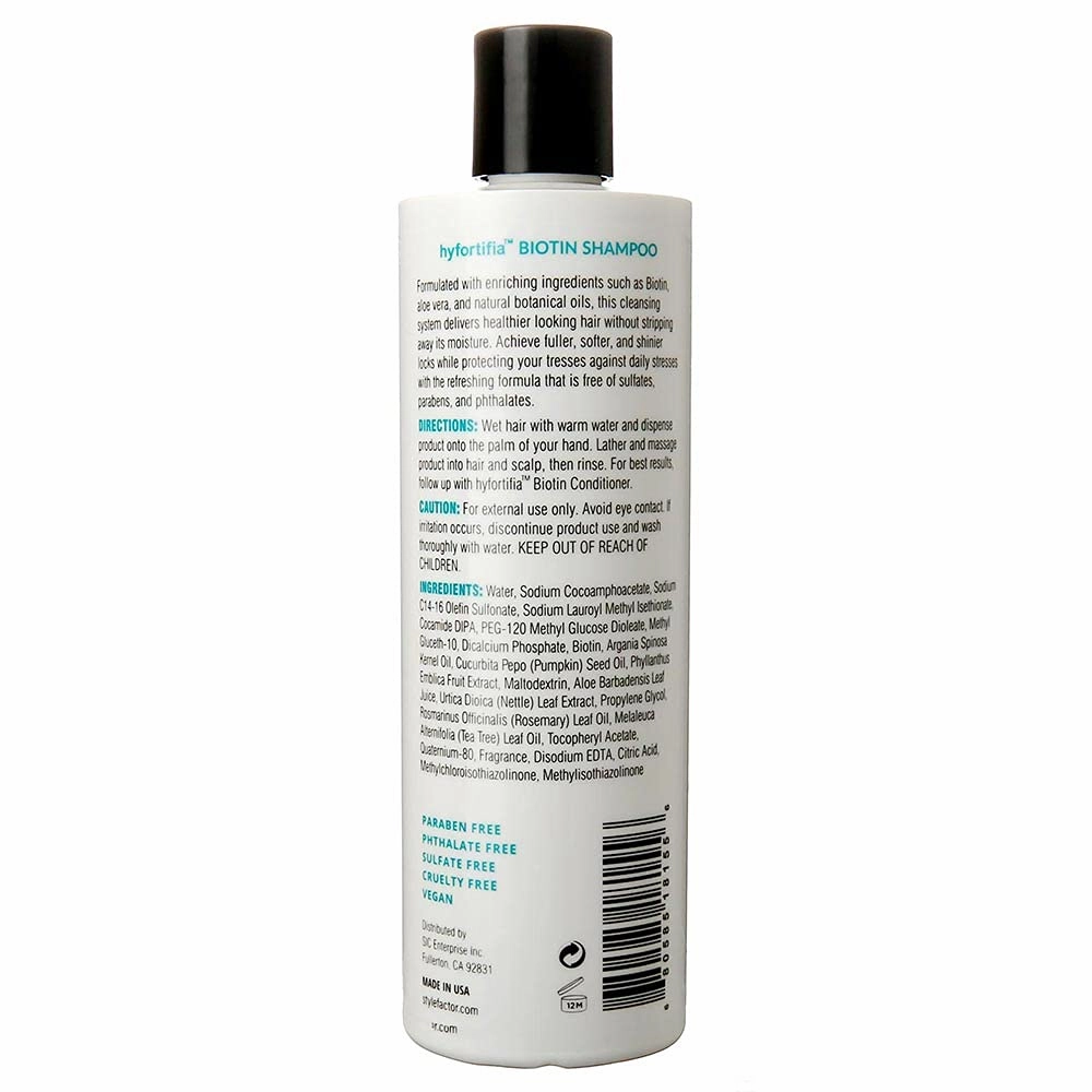 Style Factor hyfortifia™ Biotin Shampoo Conditioner Treatment | Shine Strengthen and Nourish | Made in USA (Shampoo 12 Oz)