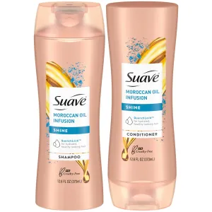 Suave Moroccan Oil Infusion Shampoo & Conditioner Set - Argan Oil for Damaged, Dry Hair, Shine & Healthy Locks, 12.6 Oz (2 Pieces)