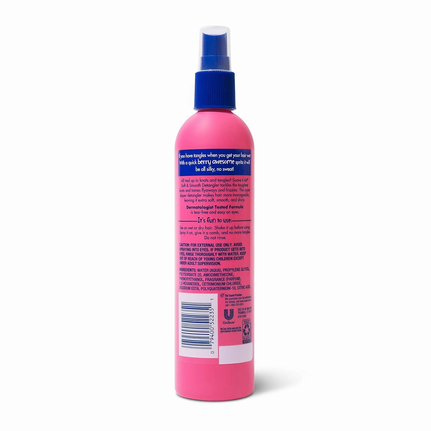Suave Kids Detangler Spray For Tear-Free Styling, Berry Awesome Dermatologist-Tested Hair Detangler Formula 10 oz, Pack of 6