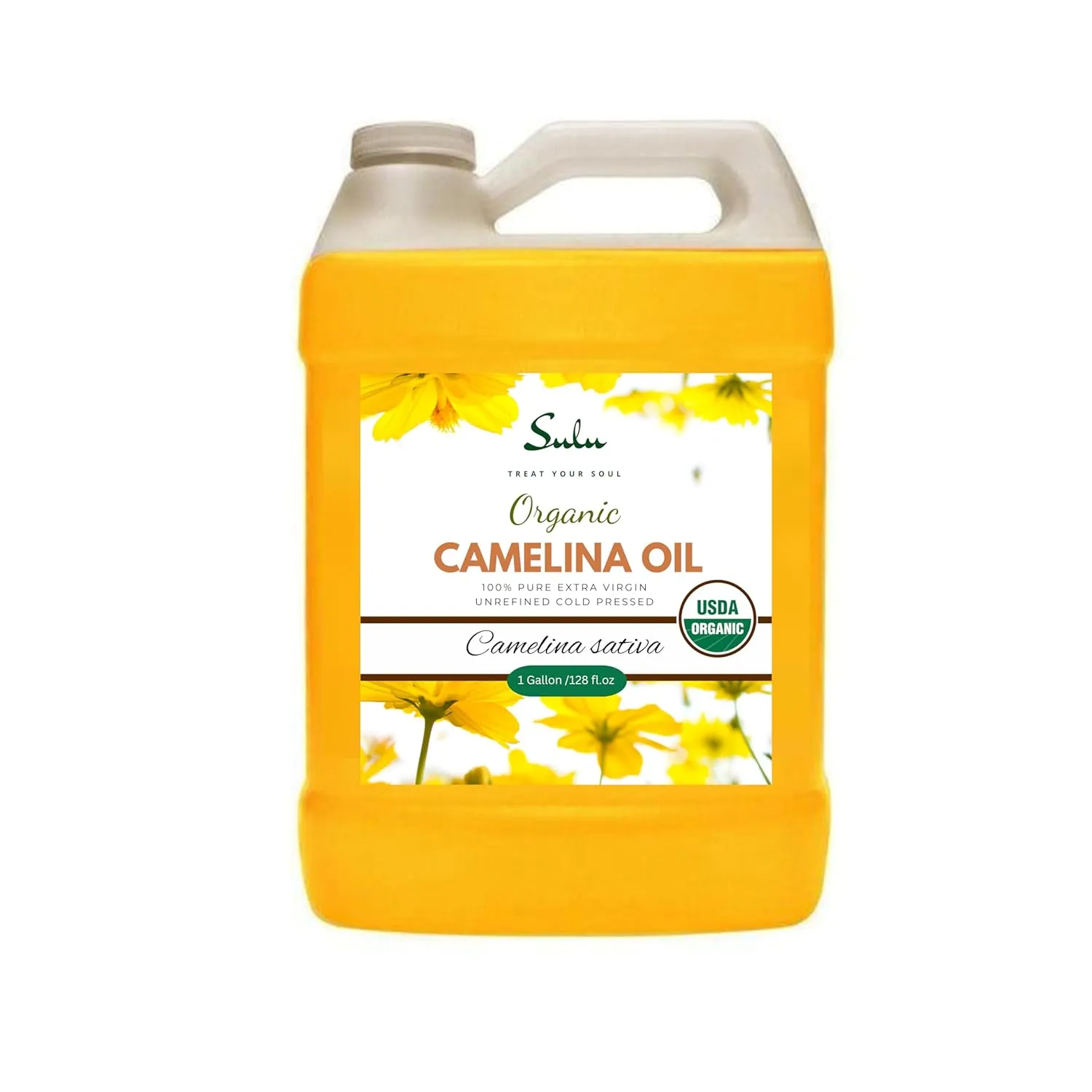 SULU ORGANICS 100% Pure Extra Virgin USDA Organic Unrefined Cold Pressed Camelina Seed Oil 1 Gallon (128 FL.OZ)