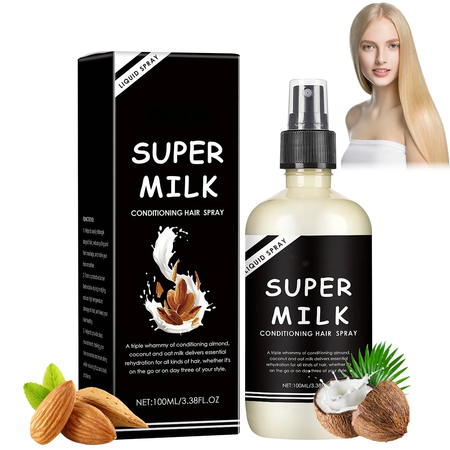 Supermilk Lush Conditioning Hair Primer, All Hair Types, Softening, Moisturizing, Nourishing, 100ml, 3.53 Fl Oz