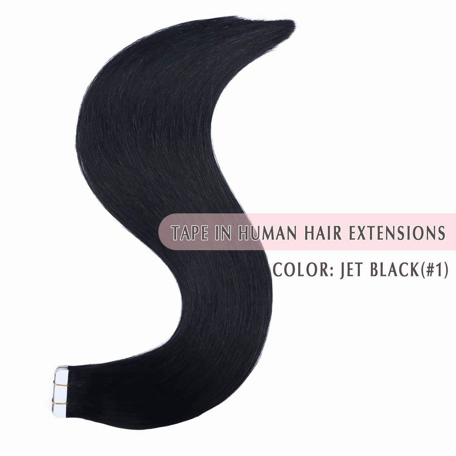 SURNEL Tape in Hair Extension Human Hair Double Drawn Tape Hair Extensions Color 1 Jet Black Remy Tape in Human Hair Extensions 20 inch 20pcs 50g(#1-20)