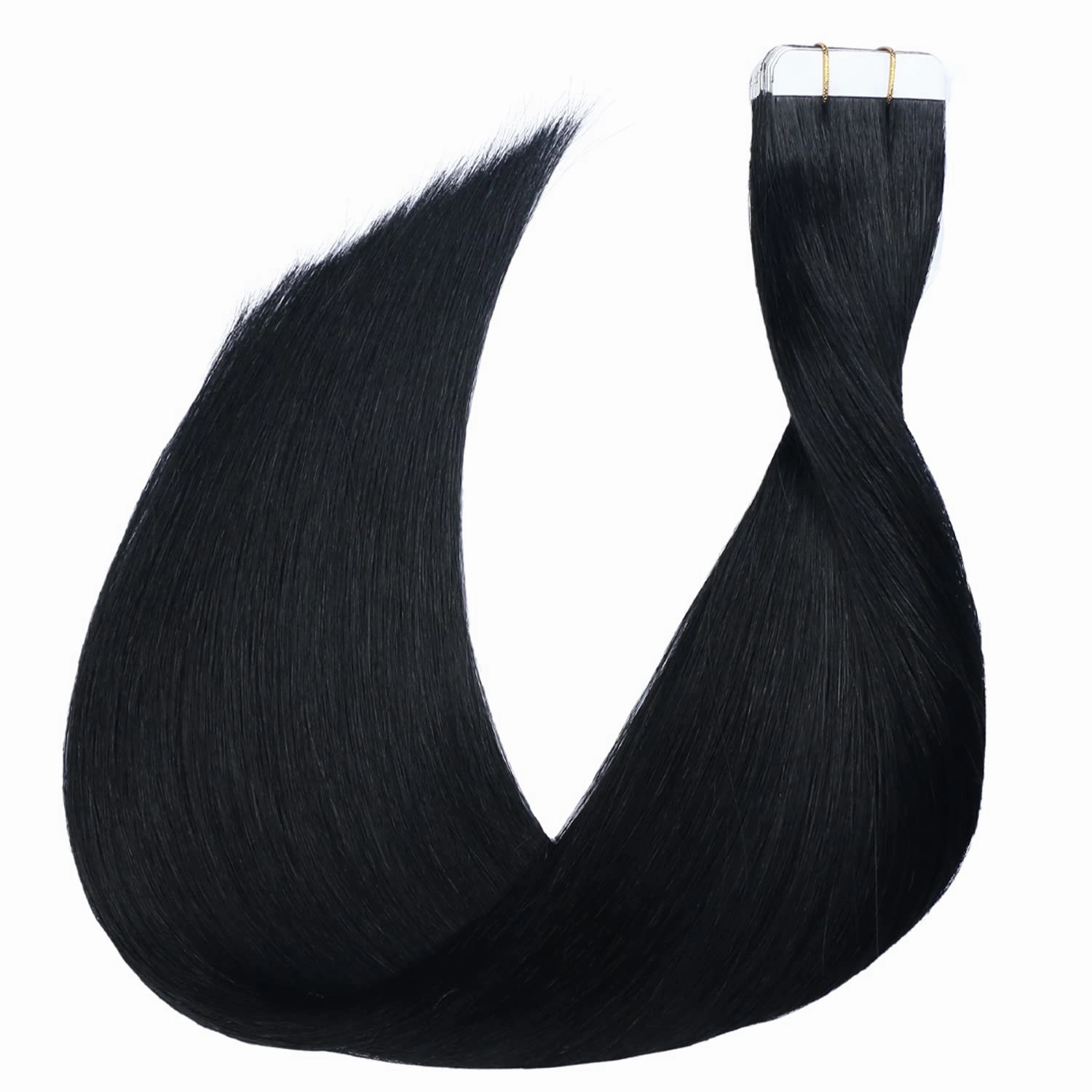 SURNEL Tape in Hair Extension Human Hair Double Drawn Tape Hair Extensions Color 1 Jet Black Remy Tape in Human Hair Extensions 20 inch 20pcs 50g(#1-20)