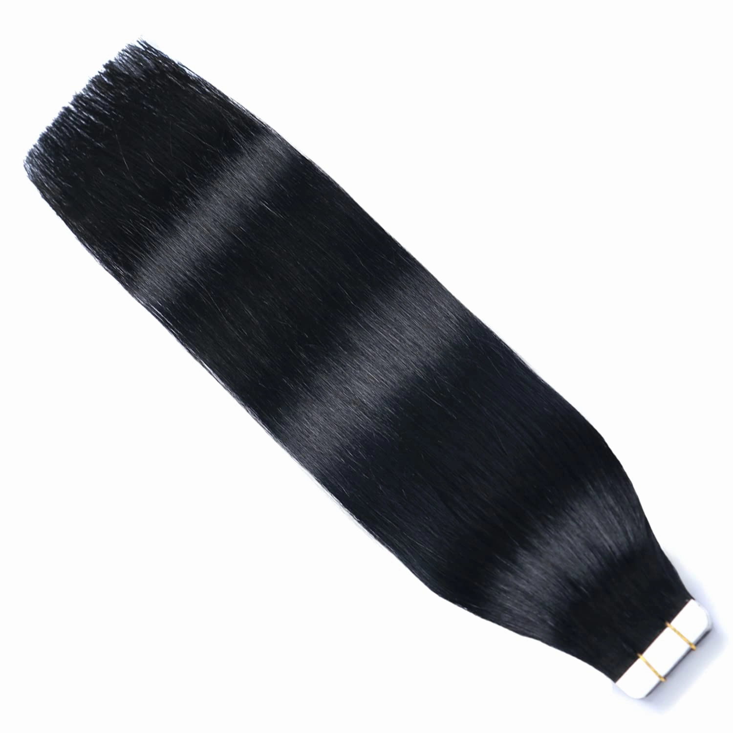 SURNEL Tape in Hair Extension Human Hair Double Drawn Tape Hair Extensions Color 1 Jet Black Remy Tape in Human Hair Extensions 20 inch 20pcs 50g(#1-20)