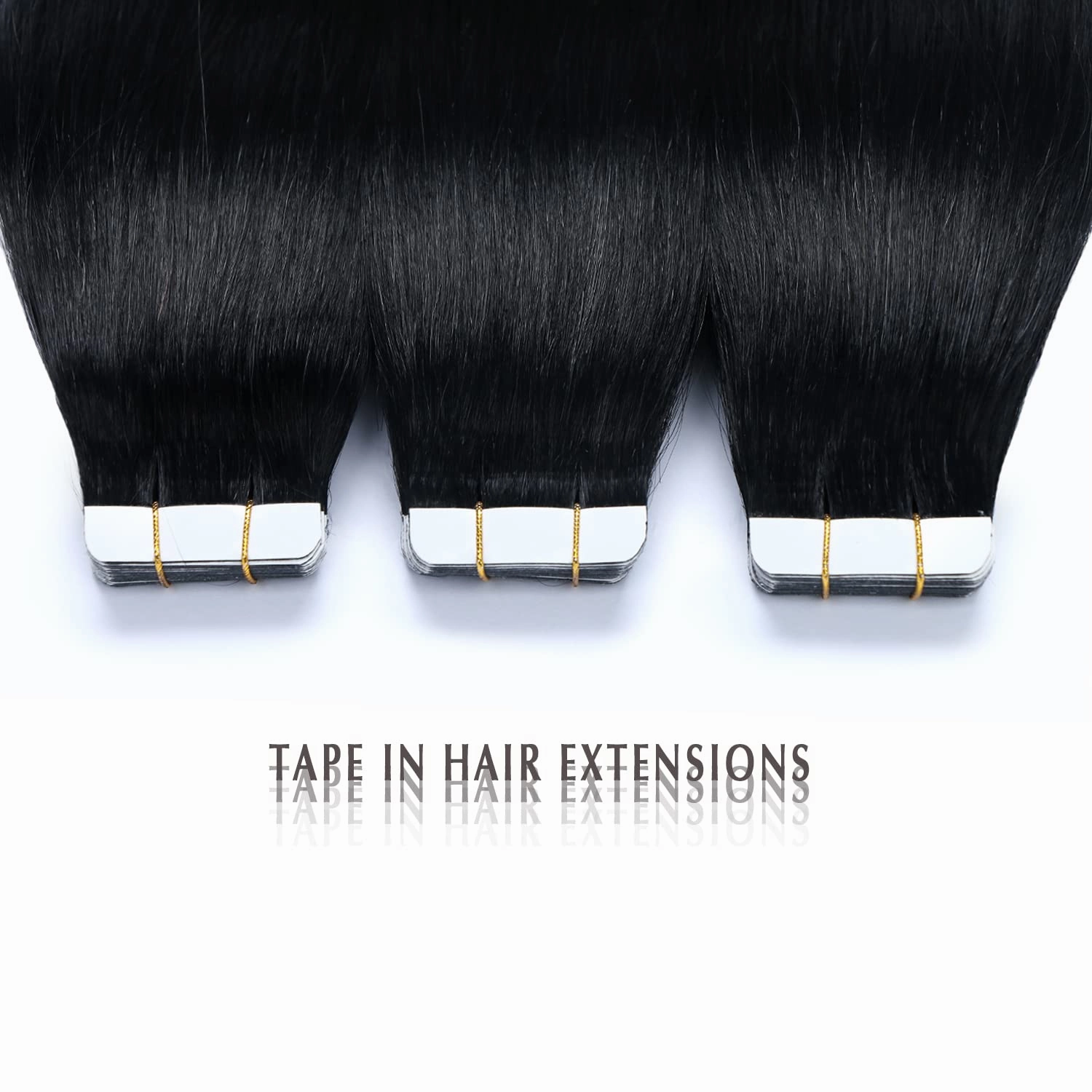 SURNEL Tape in Hair Extension Human Hair Double Drawn Tape Hair Extensions Color 1 Jet Black Remy Tape in Human Hair Extensions 20 inch 20pcs 50g(#1-20)