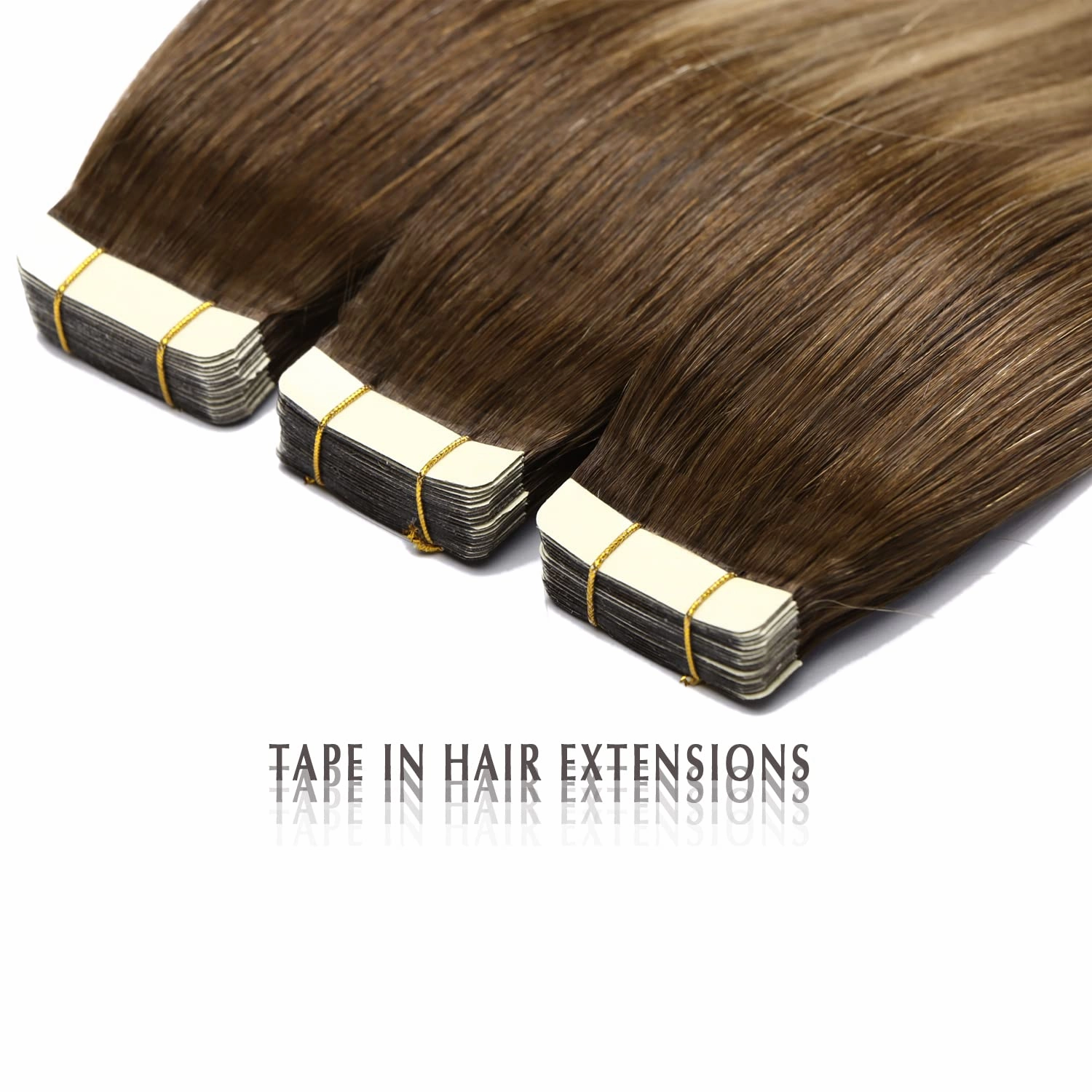 SURNEL Tape in Hair Extensions Balayage Color 3 Darker Brown Fading To 8 And 22 Blonde Tape in Extensions Human Hair 20 inch Remy Tape Hair Extensions 20 Pieces 50g(#3/8/22-20)
