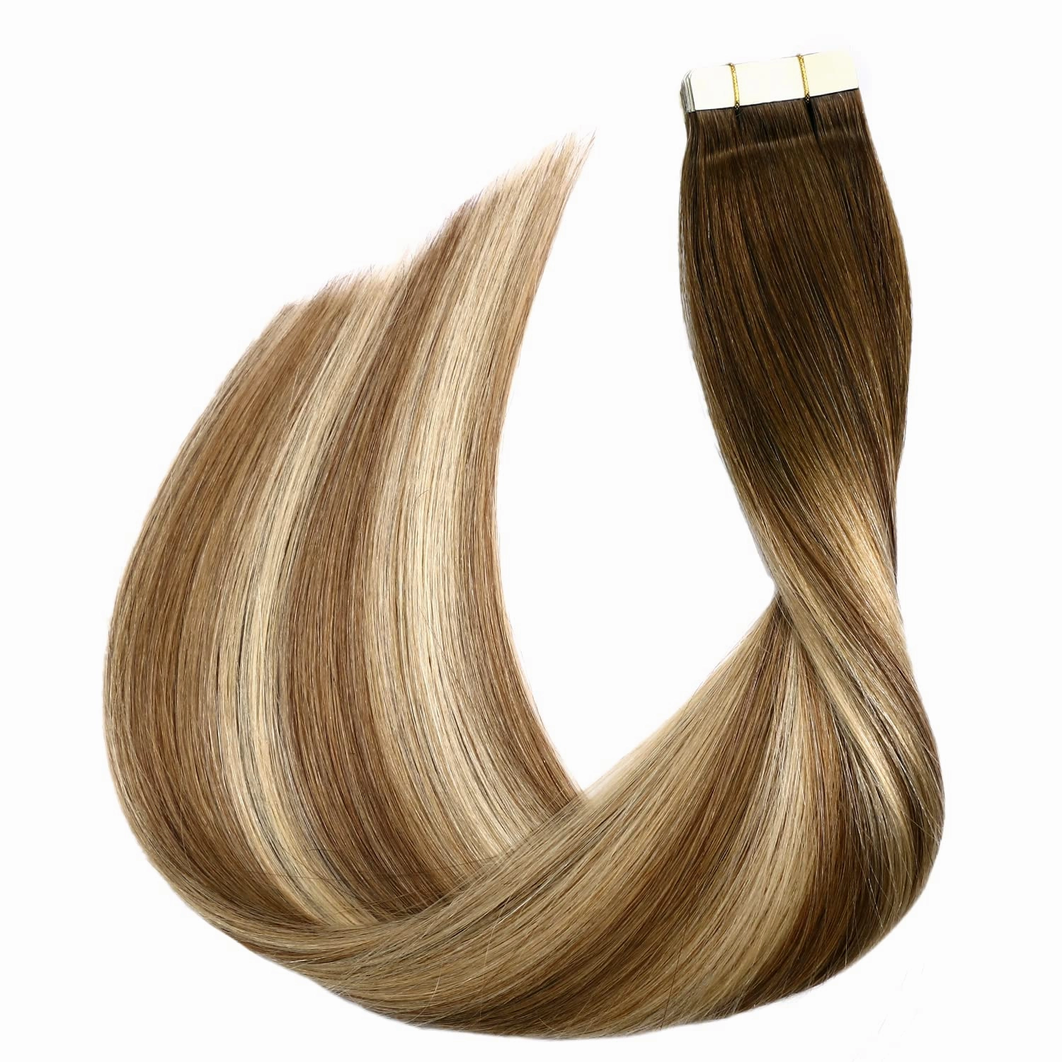 SURNEL Tape in Hair Extensions Balayage Color 3 Darker Brown Fading To 8 And 22 Blonde Tape in Extensions Human Hair 20 inch Remy Tape Hair Extensions 20 Pieces 50g(#3/8/22-20)
