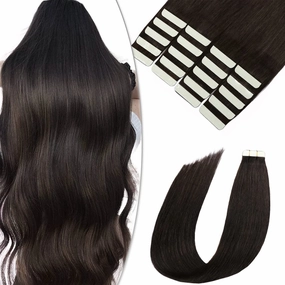 SURNEL Tape in Hair Extensions Human Hair Color 2 Darkest Brown Tape in Hair 20 inch Tape in Hair Extensions 20 pcs 50g(#2-20)