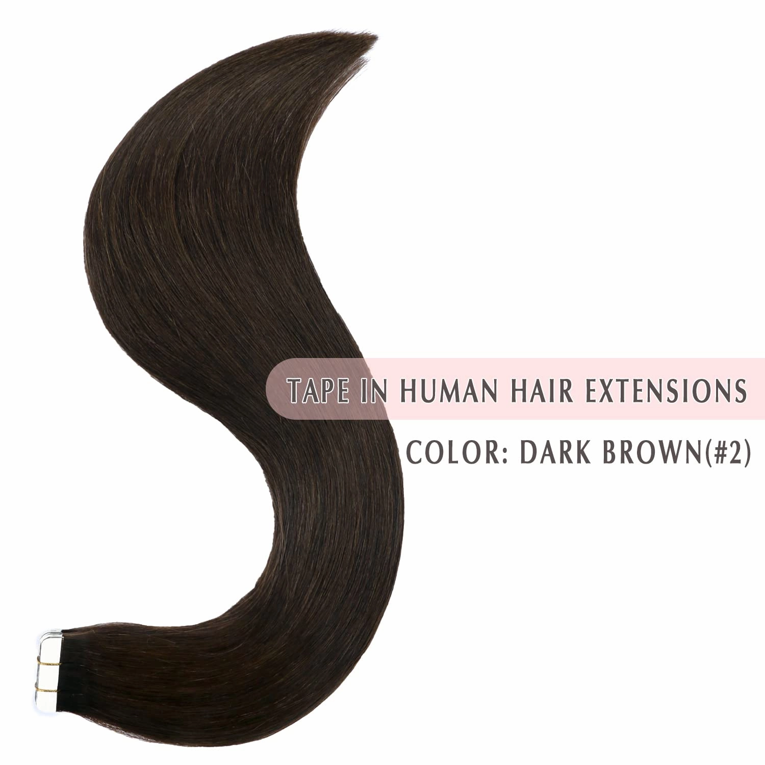 SURNEL Tape in Hair Extensions Human Hair Color 2 Darkest Brown Tape in Hair 20 inch Tape in Hair Extensions 20 pcs 50g(#2-20)