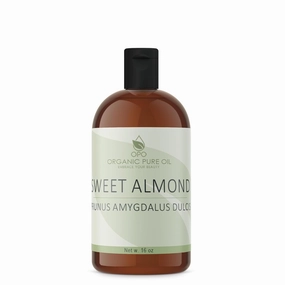 Sweet Almond - Pure & Cold Pressed, Non-GMO, Unrefined, Vegan, Almond Oil, Extra Virgin Unrefined 16 OZ for Face Hair Skin Body Lips By Organic Pure Oil