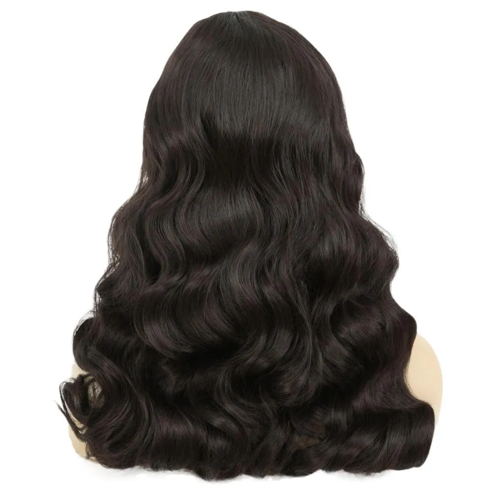Swiking Long Black Curly Wavy Wig for Women Long Finger Wave Heat Resistant Fiber Synthetic Hair Wigs for Cosplay Halloween Party Use