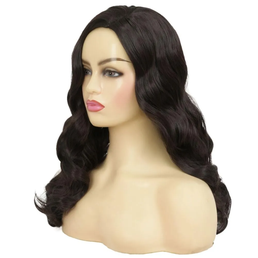 Swiking Long Black Curly Wavy Wig for Women Long Finger Wave Heat Resistant Fiber Synthetic Hair Wigs for Cosplay Halloween Party Use