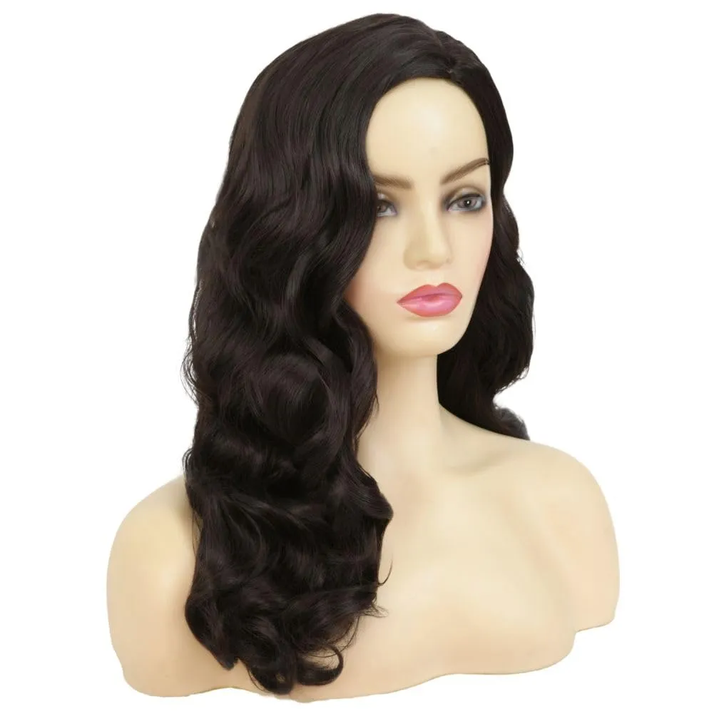 Swiking Long Black Curly Wavy Wig for Women Long Finger Wave Heat Resistant Fiber Synthetic Hair Wigs for Cosplay Halloween Party Use