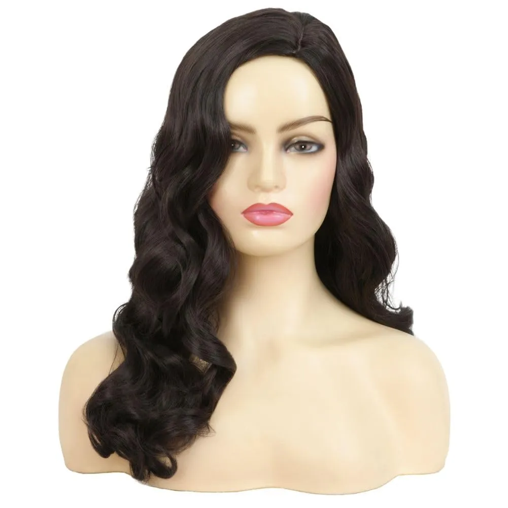 Swiking Long Black Curly Wavy Wig for Women Long Finger Wave Heat Resistant Fiber Synthetic Hair Wigs for Cosplay Halloween Party Use