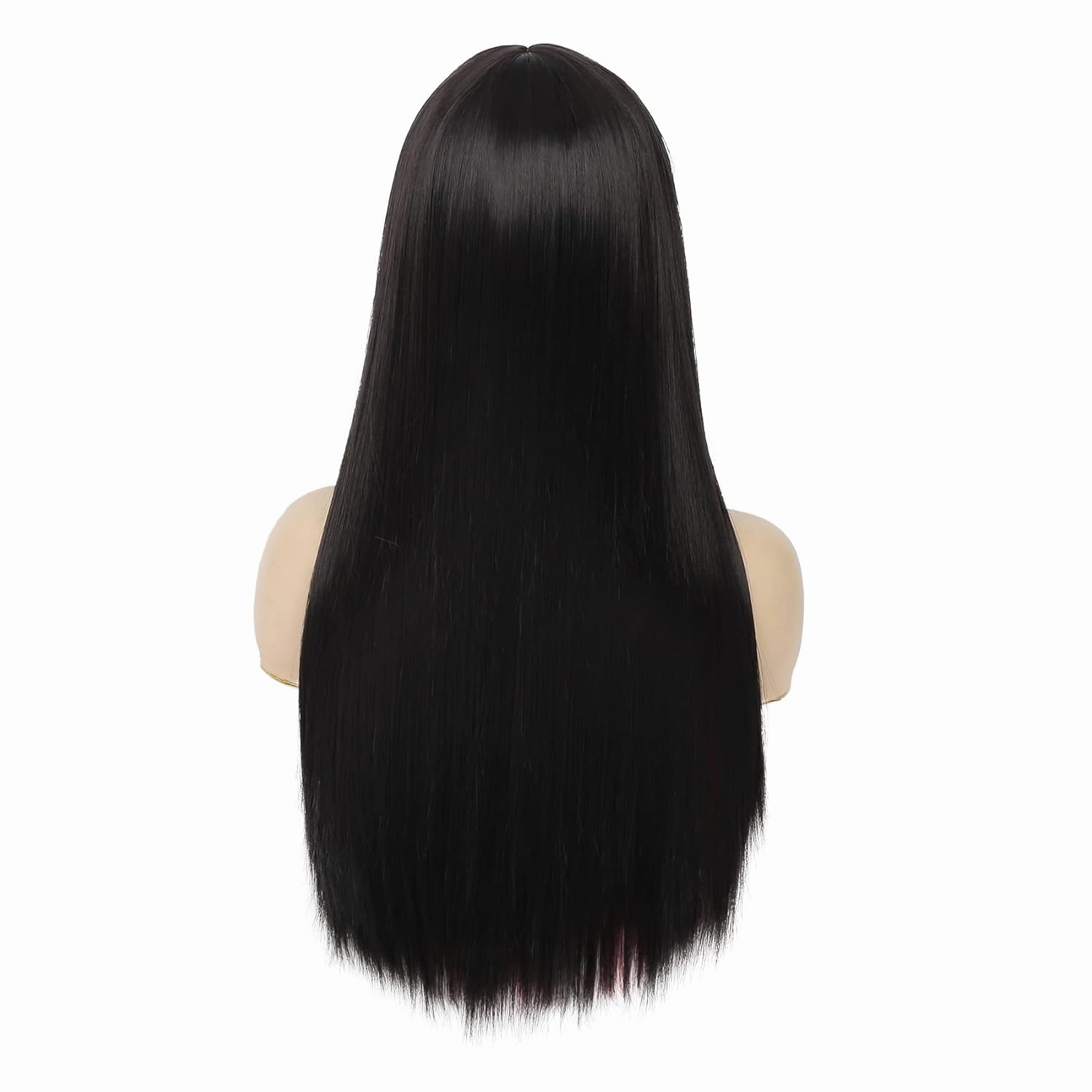 Swiking Black and Red Long Straight Wigs with Bangs for Women Two Tone Heat Resistant Synthetic Wig for Daily Cosplay Halloween Party Use