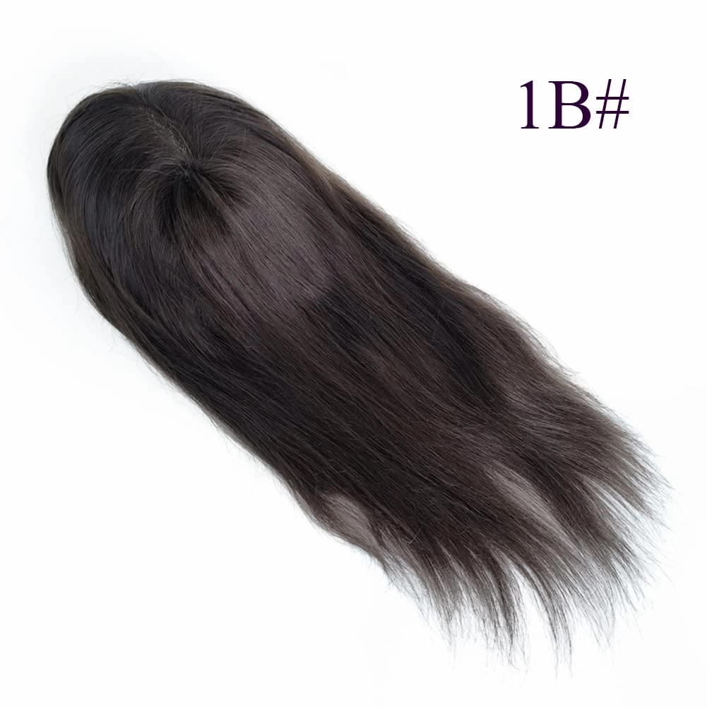 Swiss Lace PU Thin Skin Around Men Toupee with Human Hair Piece System Size 7"×9" Hair Length 20 Inch Natural Black 1B#