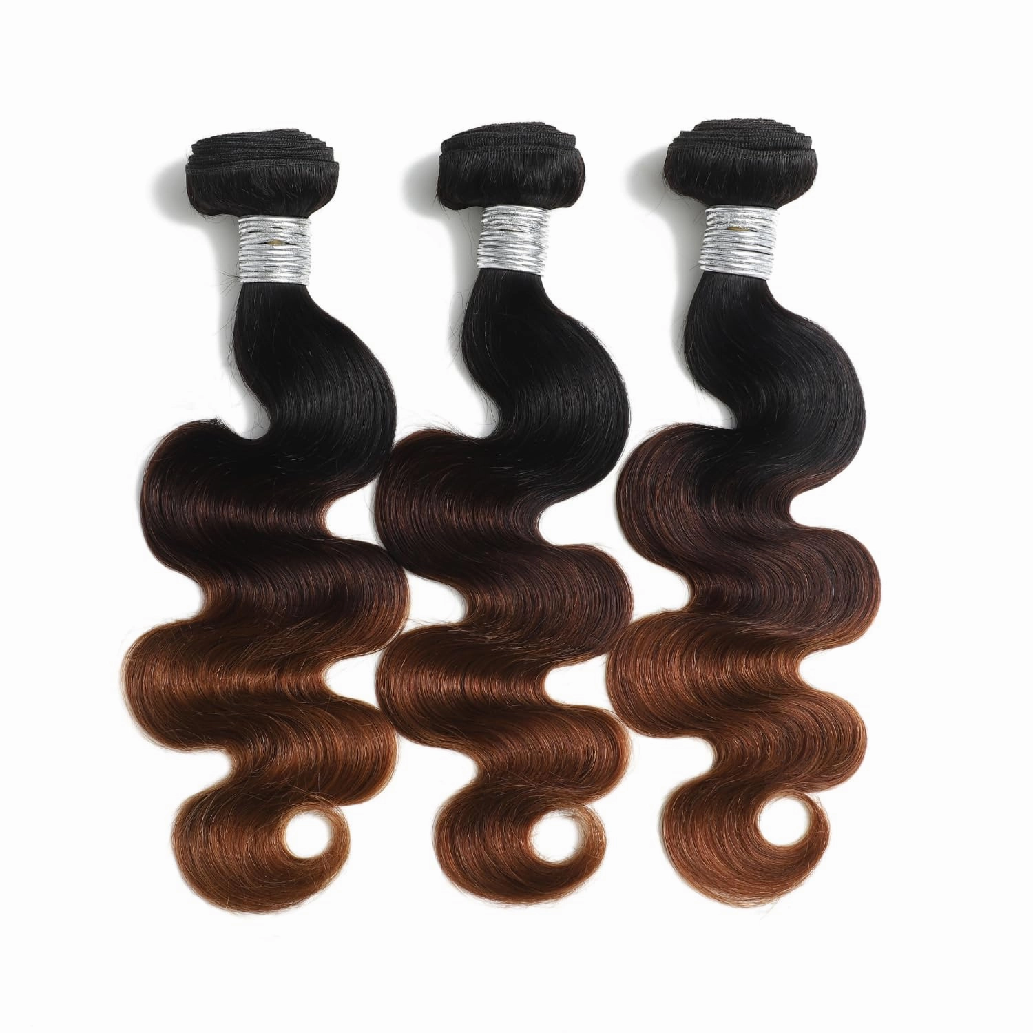 T1B/2/30 Chestnut Brown Ombre Human Hair Bundles Body Wave 10 Inch, 10A Thick Track 100% Virgin Human Hair Bundles Dark Roots Bundle 3 Tone Ombre Medium Auburn Colored Single Bundle Quick Weaves