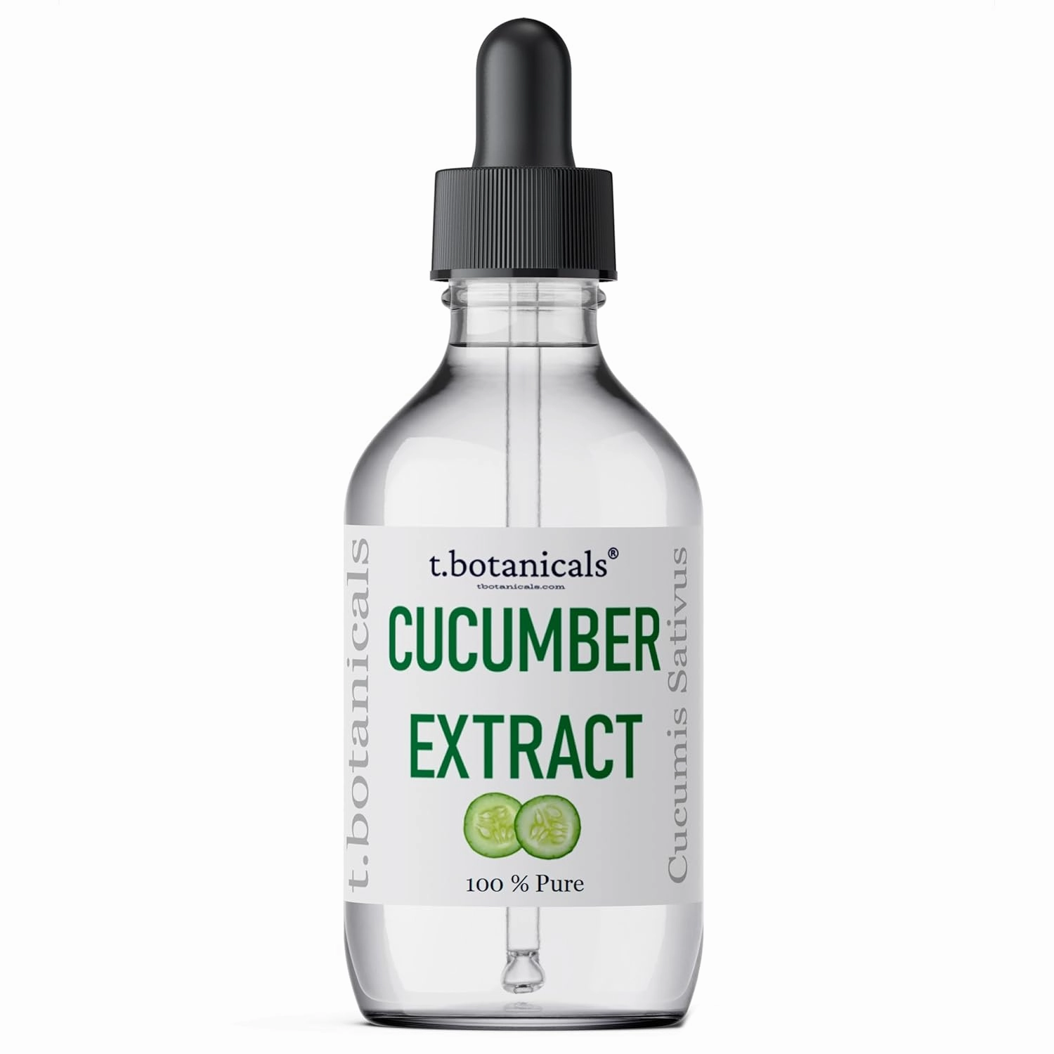 t.botanicals Pure Cucumber Extract Liquid Glycerite Alcohol Free Serum for Face Wash Mask Body Cosmetic Formulations and Skin Care Cream, Lotion, Shampoo, Conditioner Recipes (2 oz.)