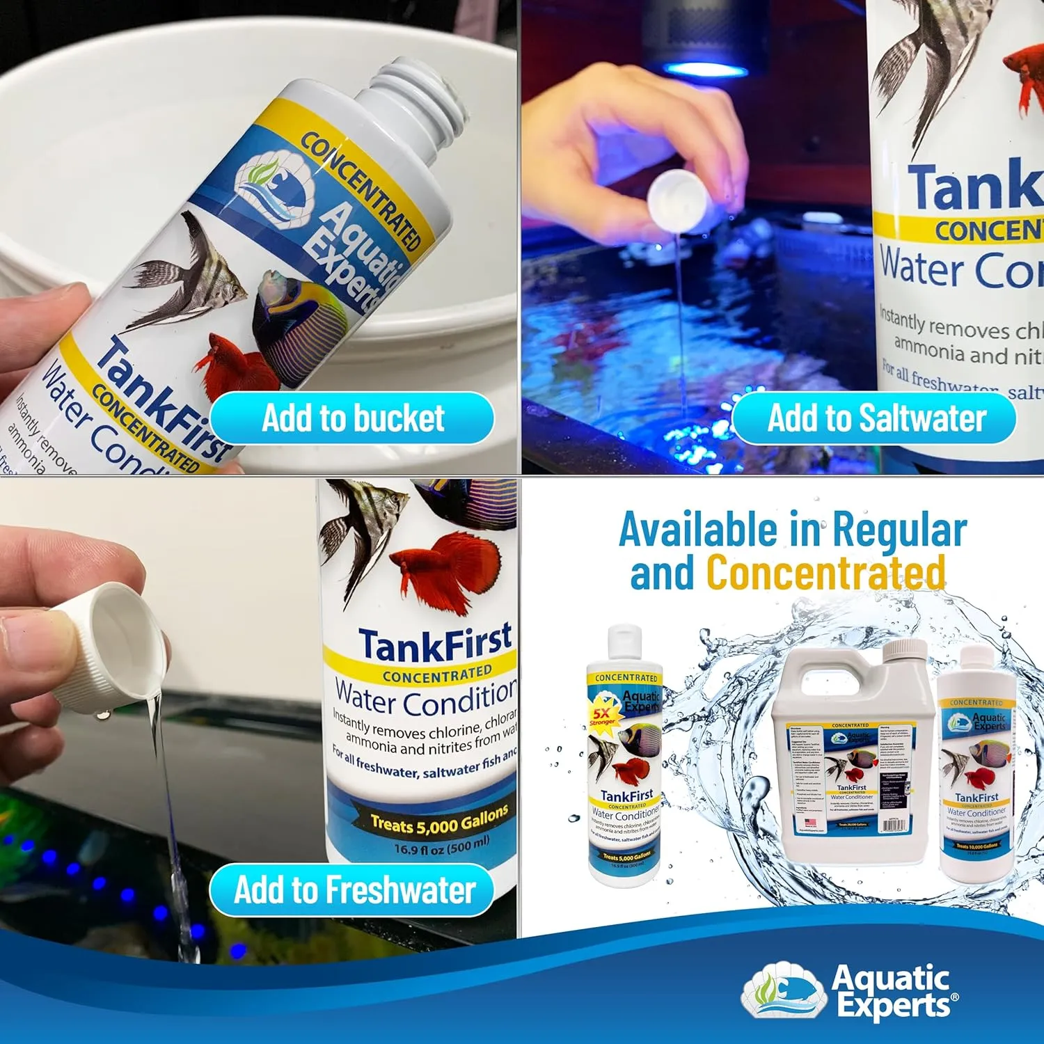TankFirst Complete Aquarium Water Conditioner - Fish Water Conditioner, Instantly Removes Chlorine, Chloramines, and detoxifies Ammonia from Fish Tank (TankFirst Concentrate, 500 ml)