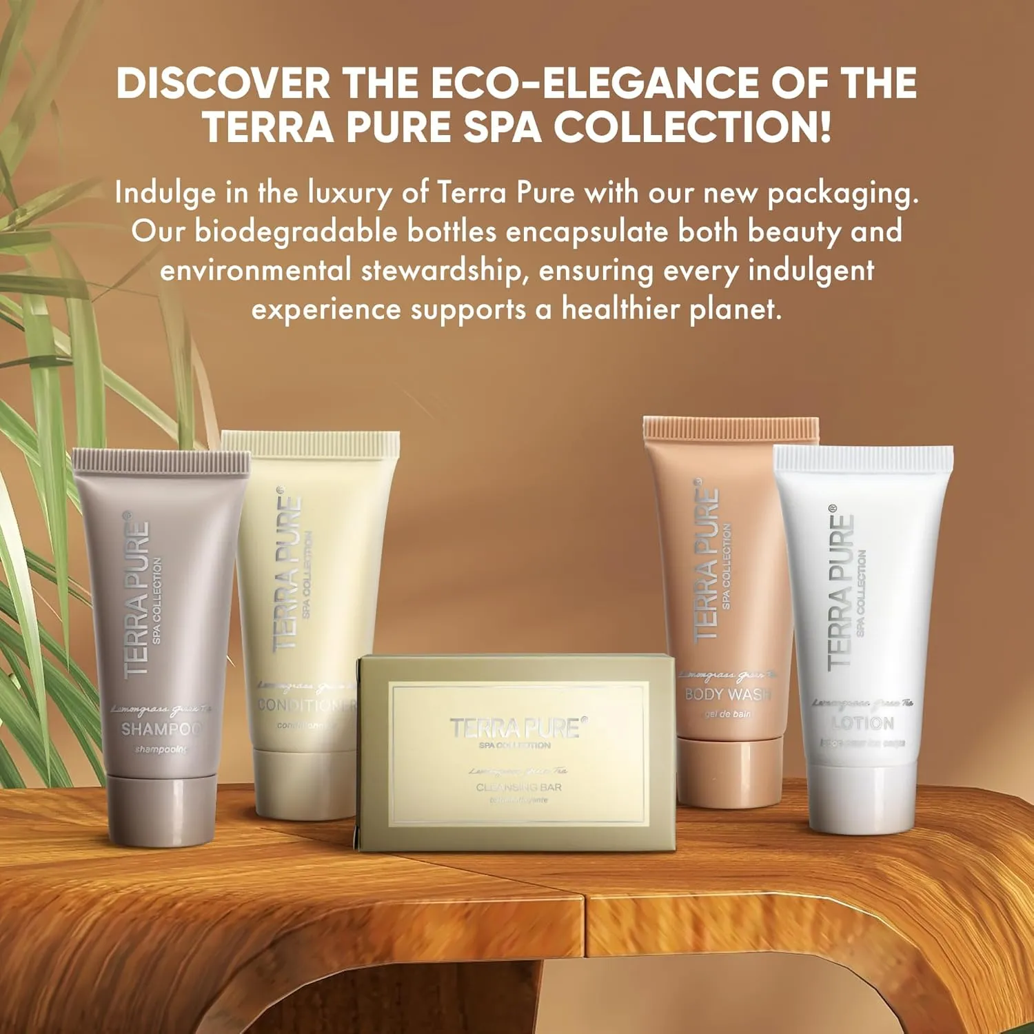 Terra Pure Spa Collection Bulk Set Toiletries | 1-Shoppe Amenities Kit for Hotels & Vacation Rentals | 0.85 oz Shampoo, Conditioner, Body Wash, Lotion, Cleansing Bar | 75 Pieces