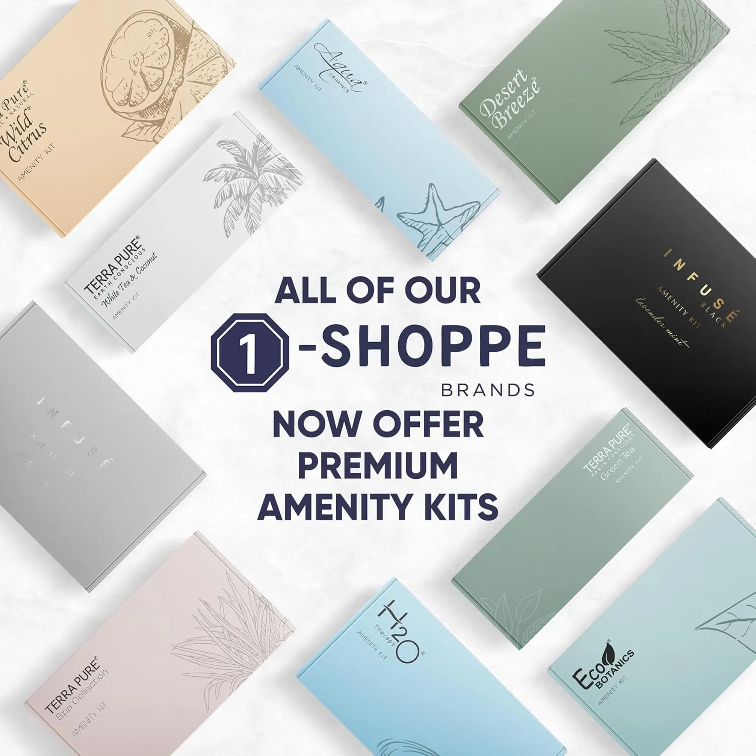 Terra Pure White Tea & Coconut Amenity Kit | Hotel Bulk Toiletries | 1 oz Shampoo, Conditioner, Lotion, Body Wash, Cleansing Bar for Guest Hospitality Vacation Rentals| 15 Sets/Case